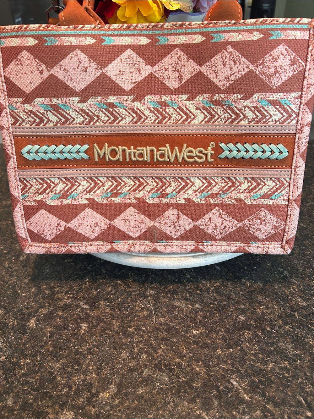 Montana West Aztec conceal & carry Tote in Rust and Tan - Picture 2 of 6